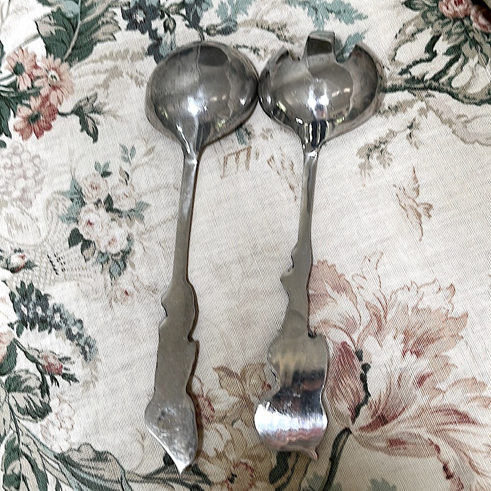 Vintage Cast Aluminum Serving Pieces Possibly Arthur Court 1990’s Era Fork Spoon - Picture 4 of 4